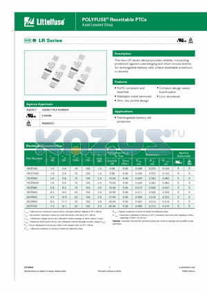 20LR550 datasheet - POLYFUSE^ Resettable PTCs