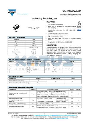 20MQ060-M3 datasheet - Schottky Rectifier, 2 A