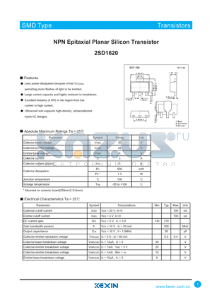 2SD1620 datasheet - NPN Epitaxial Planar Silicon Transistor