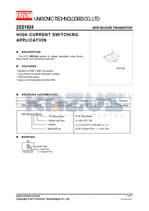 2SD1624_11 datasheet - HIGH CURRENT SWITCHING APPLICATION