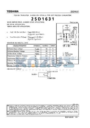 2SD1631 datasheet - NPN EPITAXIAL TYPE (MICRO MOTOR DRIVE, HAMMER DRIVE, SWITCHING, POWER AMPLIFIER APPLICATIONS)