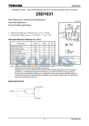 2SD1631 datasheet - Micro Motor Drive, Hammer Drive Applications