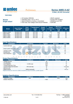 AMEL5-24SAZ datasheet - 5 Watt | AC-DC Converter