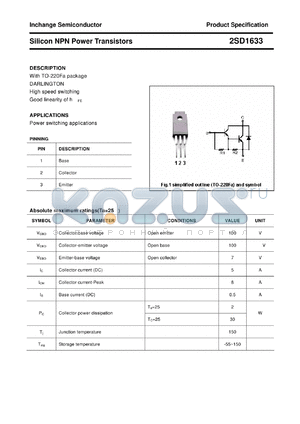2SD1633 datasheet - Silicon NPN Power Transistors