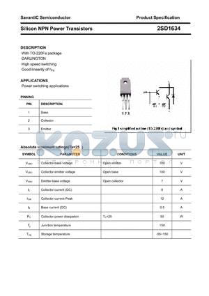 2SD1634 datasheet - Silicon NPN Power Transistors