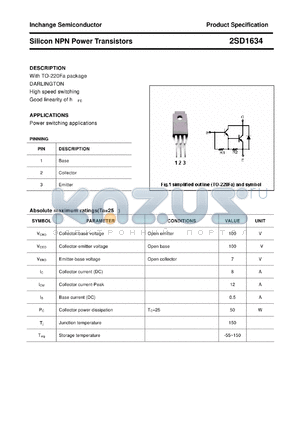 2SD1634 datasheet - Silicon NPN Power Transistors