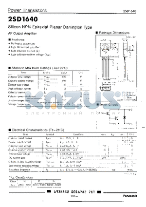 2SD1640 datasheet - Silicon NPN epitaxial planar darlington type AF output amplifier