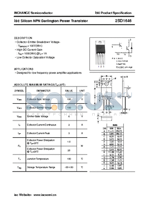 2SD1646 datasheet - isc Silicon NPN Darlington Power Transistor