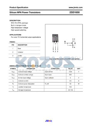 2SD1650 datasheet - Silicon NPN Power Transistors