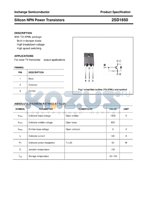 2SD1650 datasheet - Silicon NPN Power Transistors