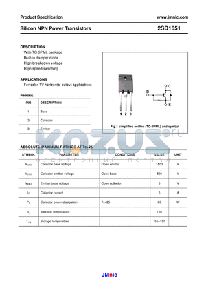 2SD1651 datasheet - Silicon NPN Power Transistors