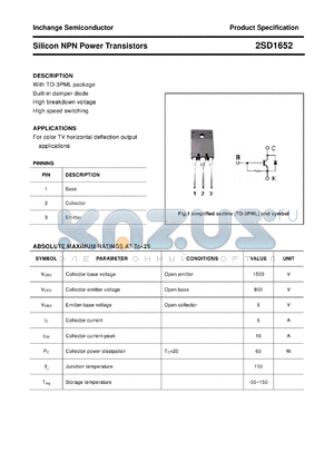 2SD1652 datasheet - Silicon NPN Power Transistors