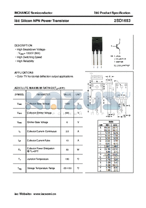 2SD1653 datasheet - isc Silicon NPN Power Transistor