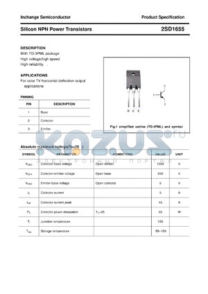 2SD1655 datasheet - Silicon NPN Power Transistors