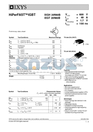 20N60B datasheet - HiPerFAST IGBT