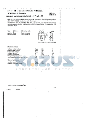 BFS20R datasheet - NPN SILICON RF TRANSISTOR