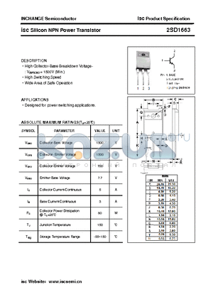 2SD1663 datasheet - isc Silicon NPN Power Transistor