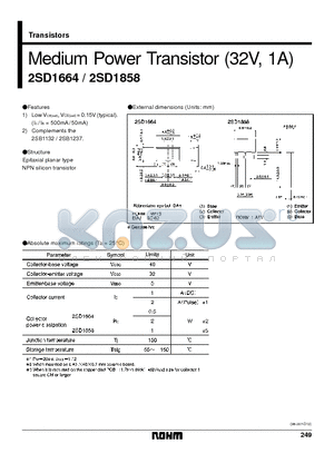 2SD1664 datasheet - Medium Power Transistor (32V, 1A)