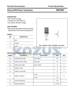 2SD1667 datasheet - Silicon NPN Power Transistors