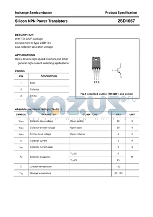 2SD1667 datasheet - Silicon NPN Power Transistors