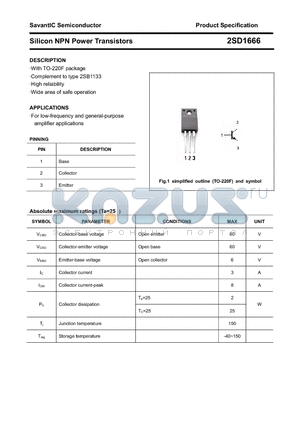 2SD1666 datasheet - Silicon NPN Power Transistors