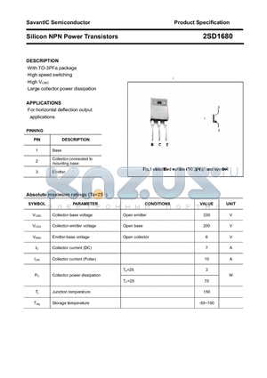 2SD1680 datasheet - Silicon NPN Power Transistors