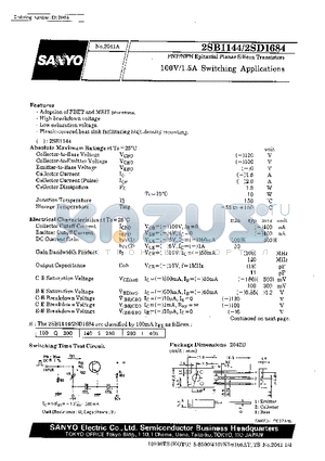 2SD1684 datasheet - 100V/1.5A Switching Applications