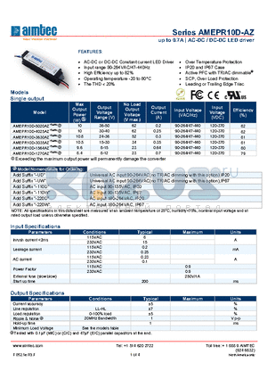 AMEPR10D-3035AZ datasheet - up to 0.7A | AC-DC / DC-DC LED driver