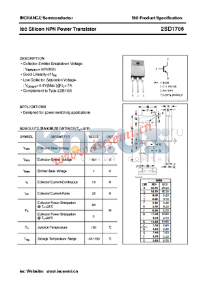 2SD1706 datasheet - isc Silicon NPN Power Transistor