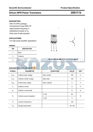 2SD1712 datasheet - Silicon NPN Power Transistors