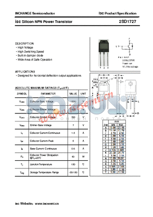 2SD1727 datasheet - isc Silicon NPN Power Transistor