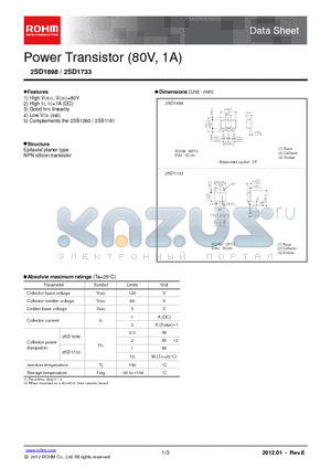 2SD1733 datasheet - Power Transistor (80V, 1A)