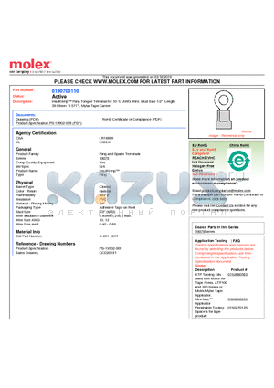 C-201-12XT datasheet - InsulKrimp Ring Tongue Terminal for 10-12 AWG Wire, Stud Size 1/2