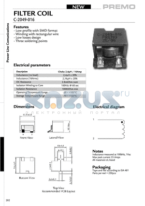 C-2049-016 datasheet - FILTER COIL