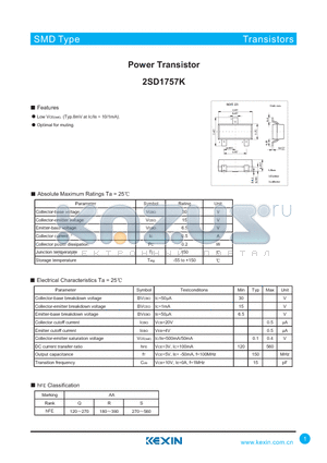2SD1757K datasheet - Power Transistor