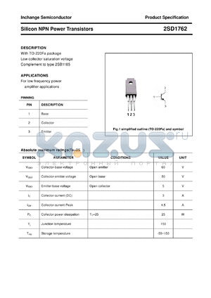2SD1762 datasheet - Silicon NPN Power Transistors