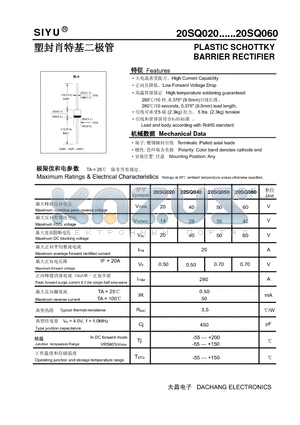 20SQ040 datasheet - PLASTIC SCHOTTKY BARRIER RECTIFIER