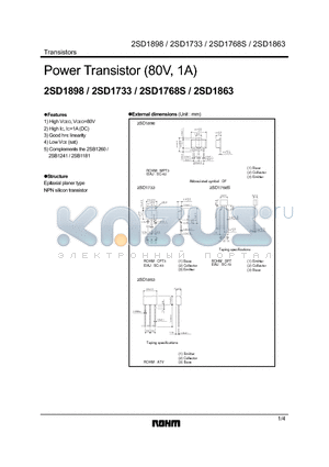 2SD1768S datasheet - Power Transistor (80V, 1A)