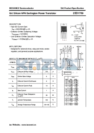 2SD1769 datasheet - isc Silicon NPN Darlington Power Transistor