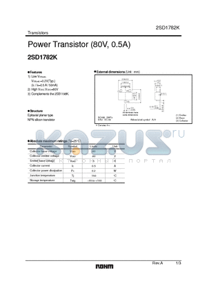 2SD1782K datasheet - Power Transistor (80V, 0.5A)