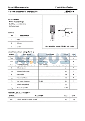 2SD1789 datasheet - Silicon NPN Power Transistors