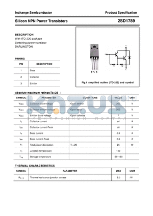 2SD1789 datasheet - Silicon NPN Power Transistors