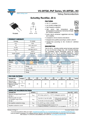 20TQ035-N3 datasheet - Schottky Rectifier, 20 A