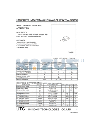 2SD1802 datasheet - HIGH CURRENT SWITCHING APPLICATION