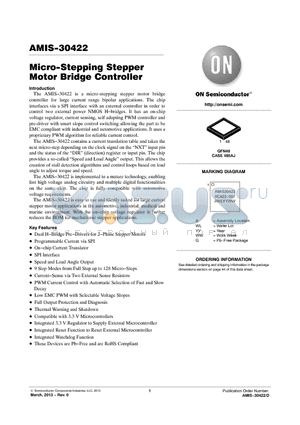 AMIS-30422 datasheet - Micro-Stepping Stepper Motor Bridge Controller