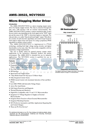 AMIS-30522 datasheet - Micro-Stepping Motor Driver