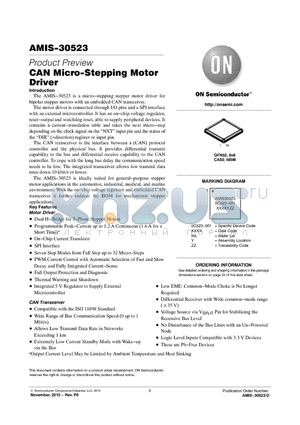 AMIS-30523 datasheet - CAN Micro-Stepping Motor Driver