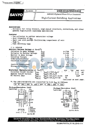 2SD1816 datasheet - High-Current Switching Applications