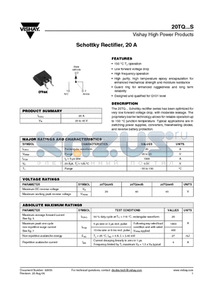 20TQS datasheet - Schottky Rectifier, 20 A