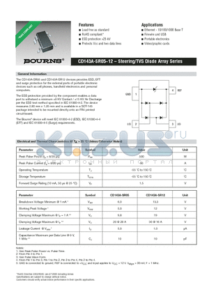 CD143A-SR12 datasheet - CD143A-SR05~12 - Steering/TVS Diode Array Series